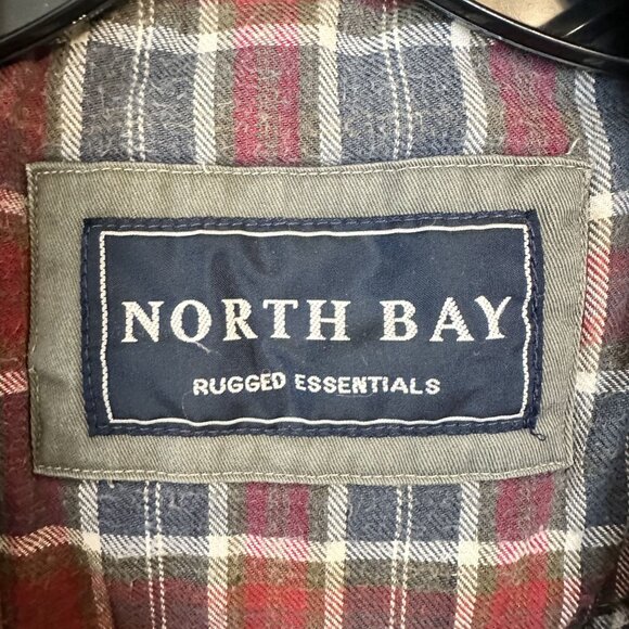 North Bay Rugged Essentials Mens Utility Vest Pockets Plaid Lining Medium Cotton - Picture 2 of 12